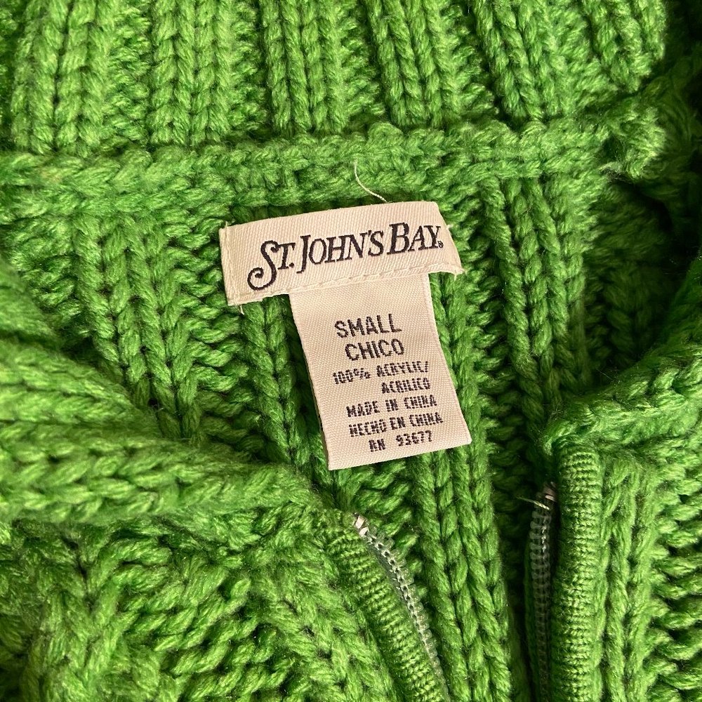 Y2K Kelly Green Cropped Knit Zip-Up - Picture 3 of 4